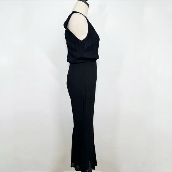 Reformation Sylvania Jumpsuit Black Flare Leg Open Back Ankle Boho Party Size 0 - Picture 7 of 16